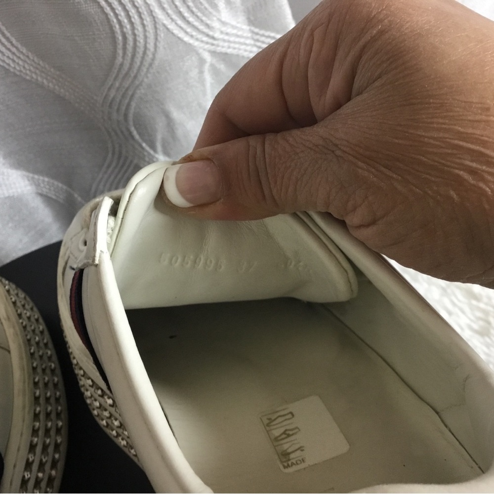 Gucci White Leather Sneakers with Red & Blue Heel Tabs - Picture 9 of 15